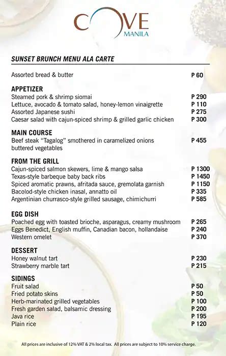 cove manila menu|Cove Manila Menu .